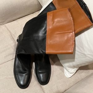 Lauren Ralph Lauren leather black and tan boots with ankle riding detail